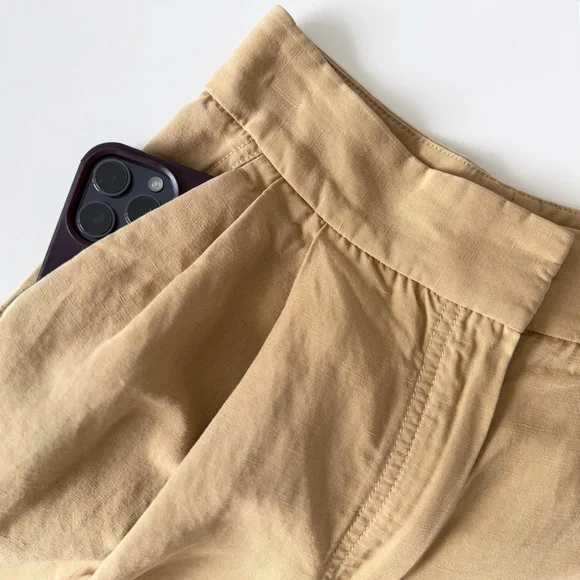 Massimo Dutti Linen Lyocell Cropped Pants High Rise Beige XS Size US 2 - Picture 4 of 10